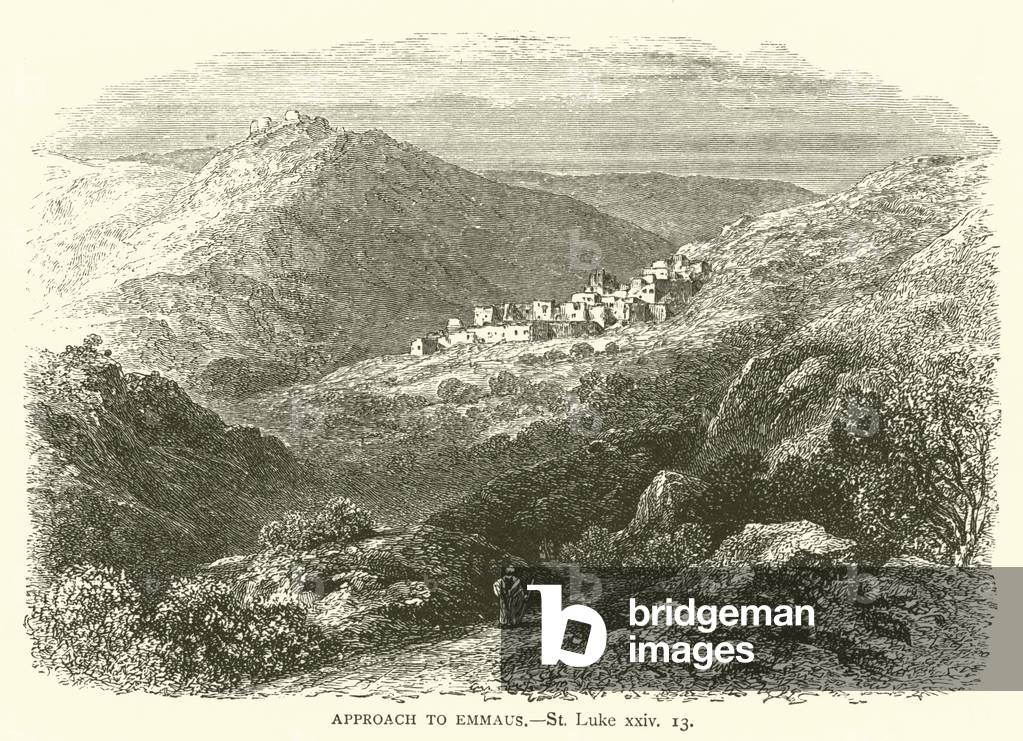 Approach to Emmaus, St Luke, xxiv, 13 (engraving)