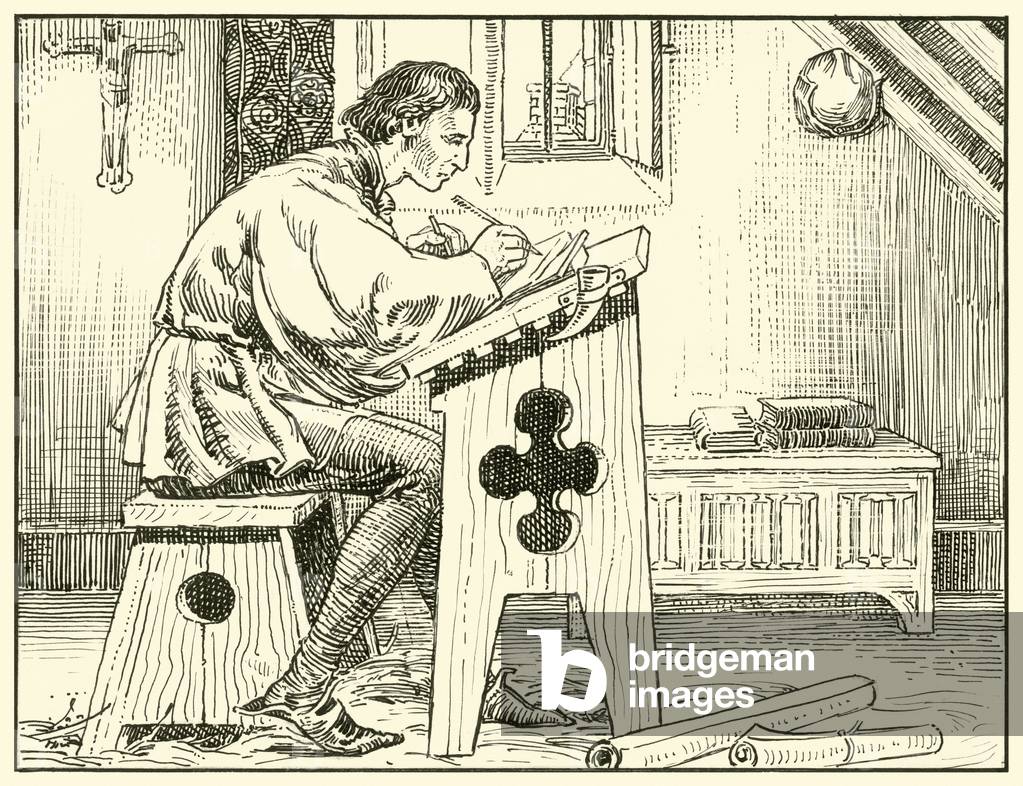 William Evesham Writing (ink on paper)