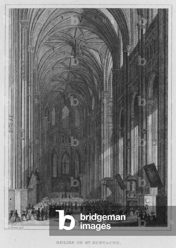 Paris, Eglise De St Eustache (engraving)