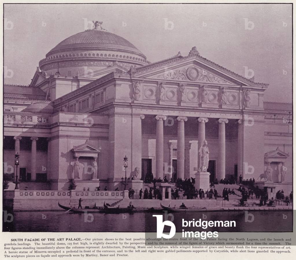 Chicago World's Fair, 1893: South Facade of the Art Palace (b/w photo)