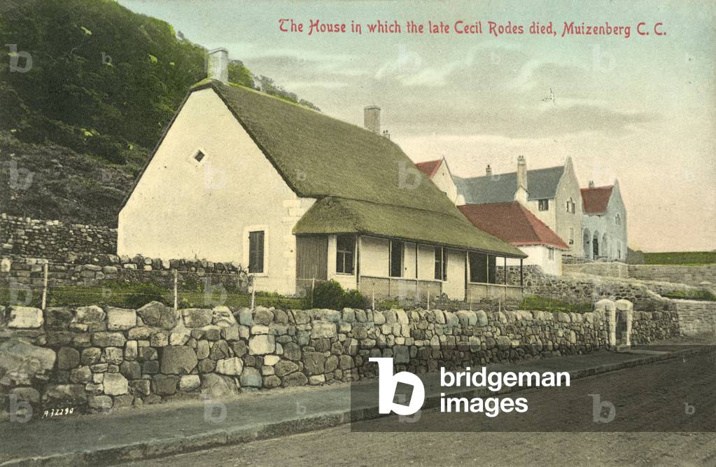 The house where Cecil Rhodes died, Muizenberg, Cape Colony (colour photo)