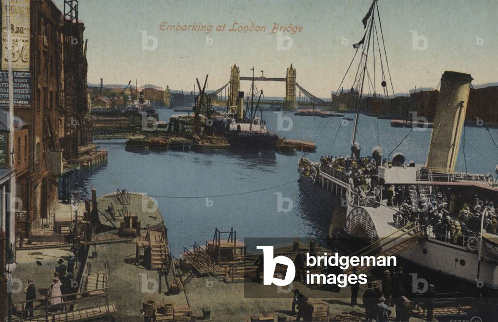 Embarking at London Bridge (coloured photo)