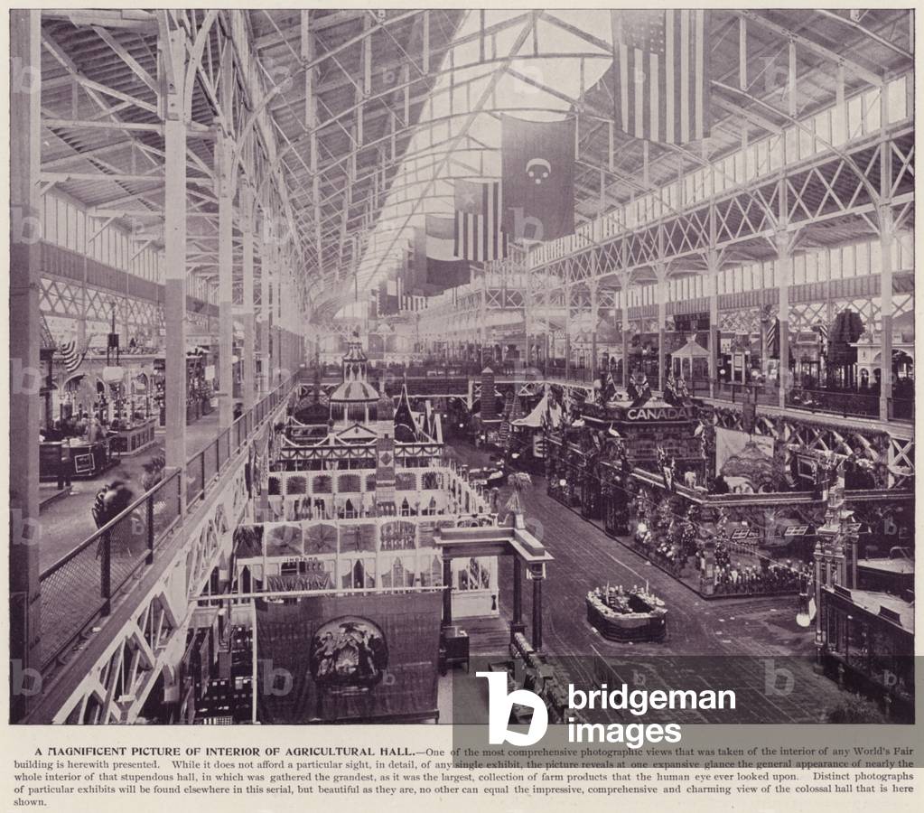 Chicago World's Fair, 1893: A Magnificent Picture of Interior of Agricultural Hall (b/w photo)