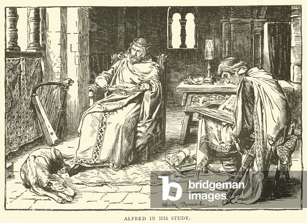Alfred in his study (engraving)