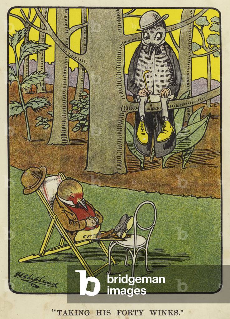 Illustration for Bubbles in Birdland (colour litho)