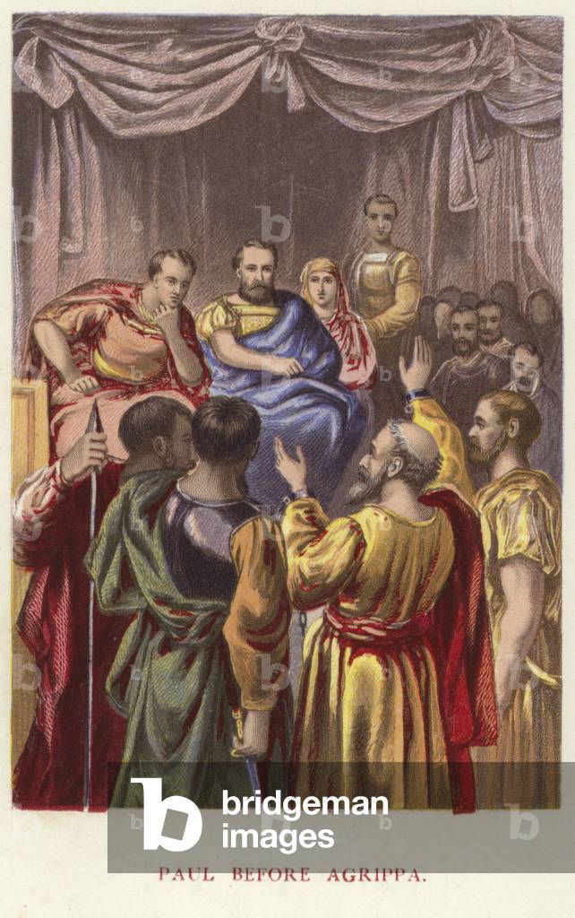 Paul before Agrippa (colour litho)