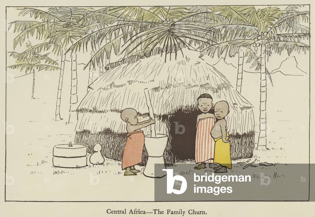 Central Africa, the family churn (colour litho)