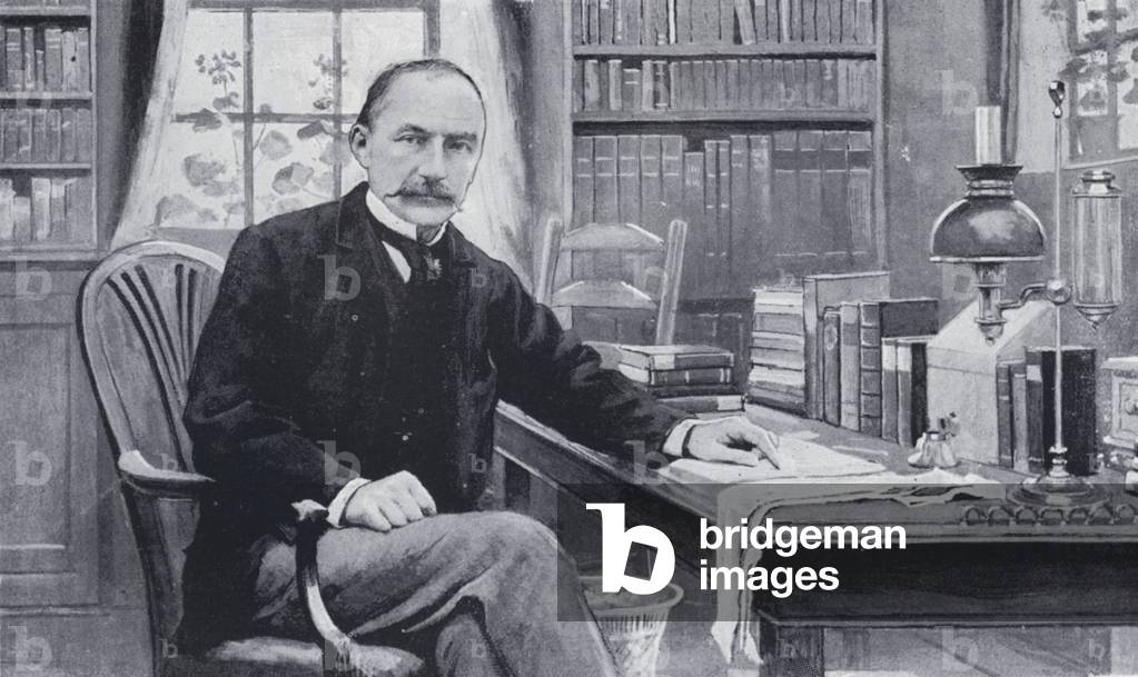Thomas Hardy in his Study at Max Gate, Dorchester (b/w photo)