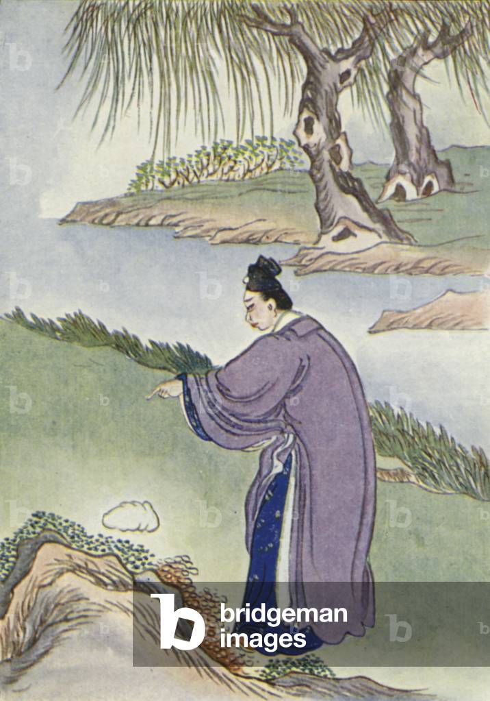 Chia Tzu-Lung finds the stone (colour litho)