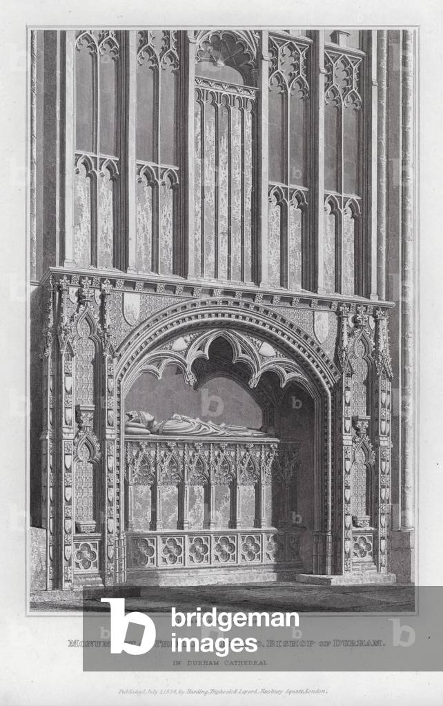 Monument of Thomas Hatfield, Bishop of Durham, in Durham Cathedral (engraving)
