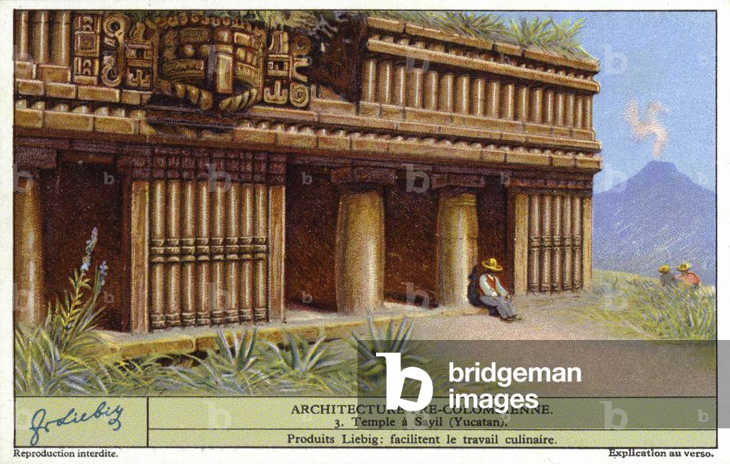 Maya temple at Sayil, Yucatan, Mexico (chromolitho)