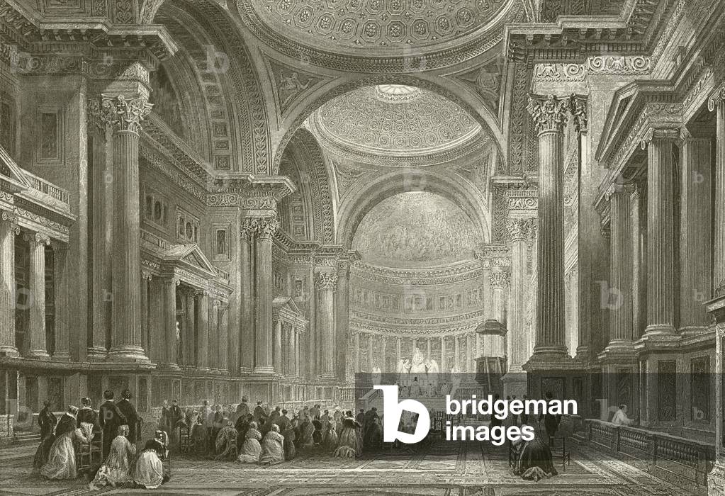 Interior of The Madeleine - Paris (engraving)