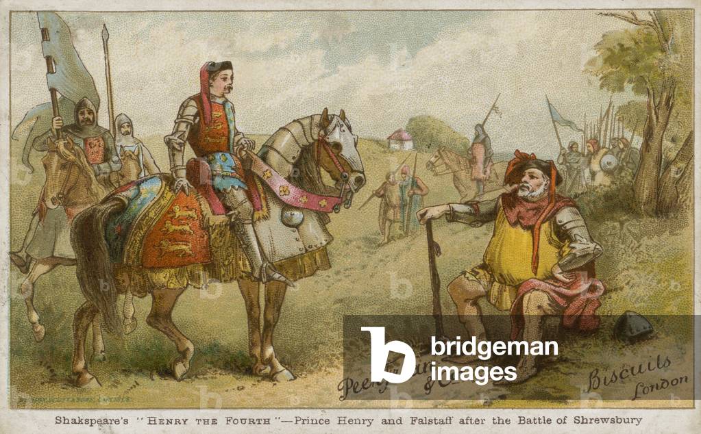 Prince Henry and Falstaff after the Battle of Shrewsbury (chromolitho)