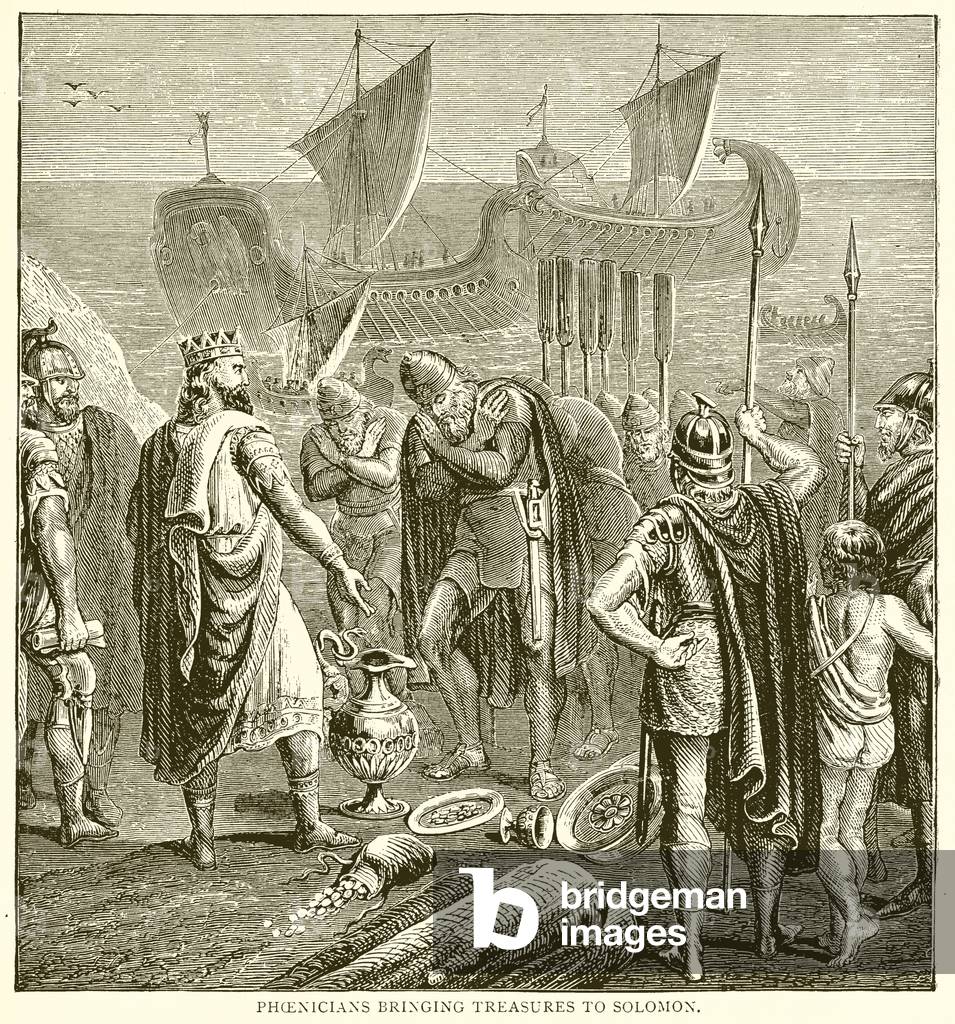 Phoenicians bringing Treasures to Solomon (engraving)