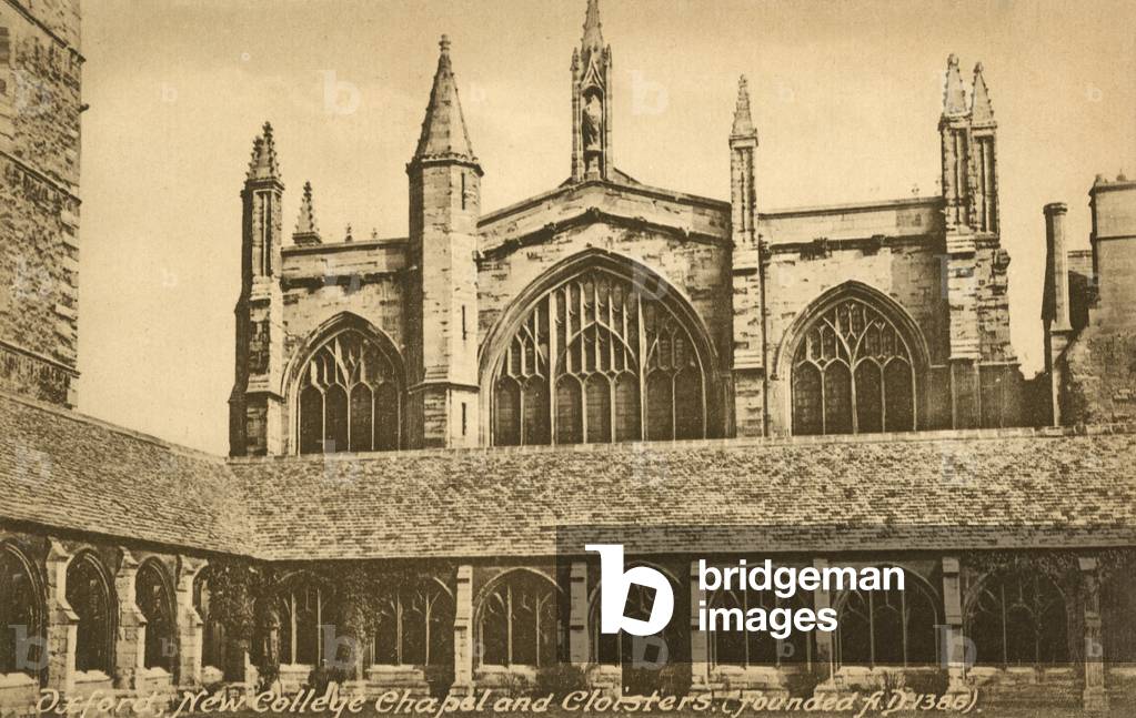 New College chapel and cloisters (b/w photo)