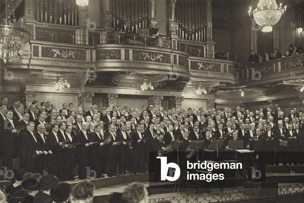 A Concert of the Vienna Male Voice Choir in the Great Hall of the Philharmonic Society (b/w photo)