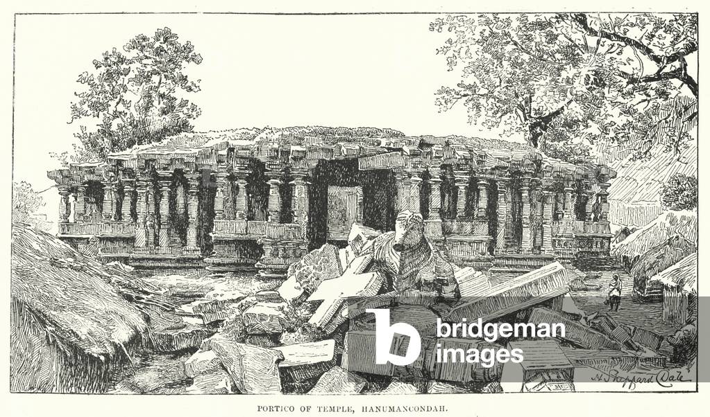 India: Portico of Temple, Hanumancondah (engraving)