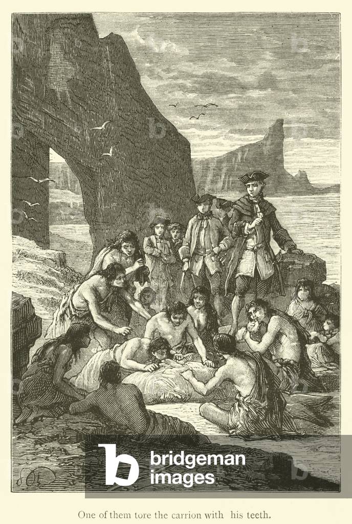 One of them tore the carrion with his teeth (engraving)