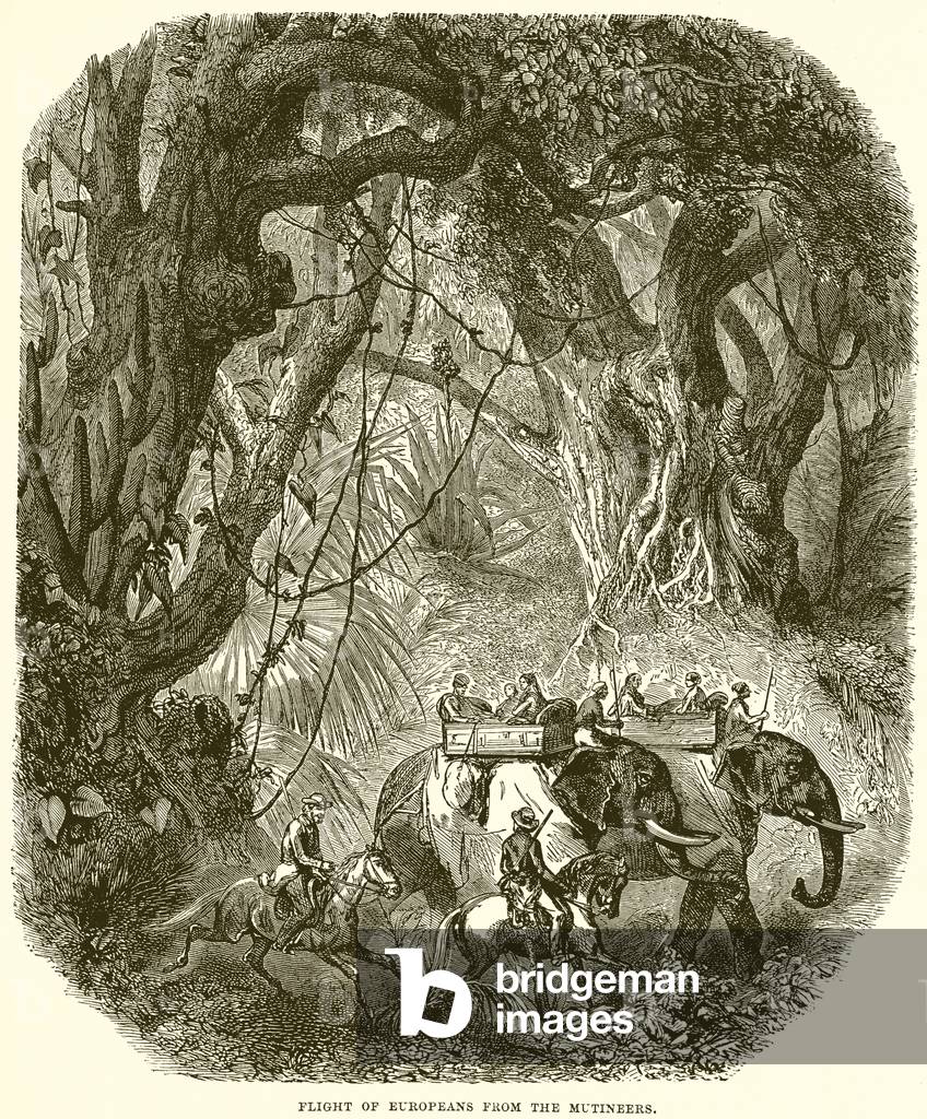 Flight of Europeans from the Mutineers (engraving)