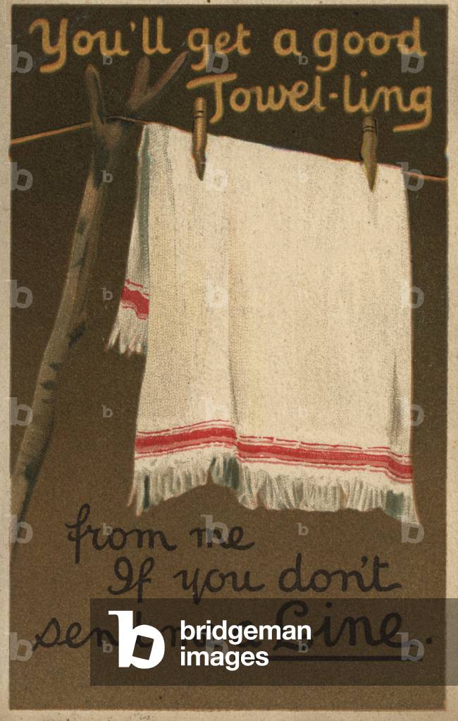 Towel on a washing line (colour litho)