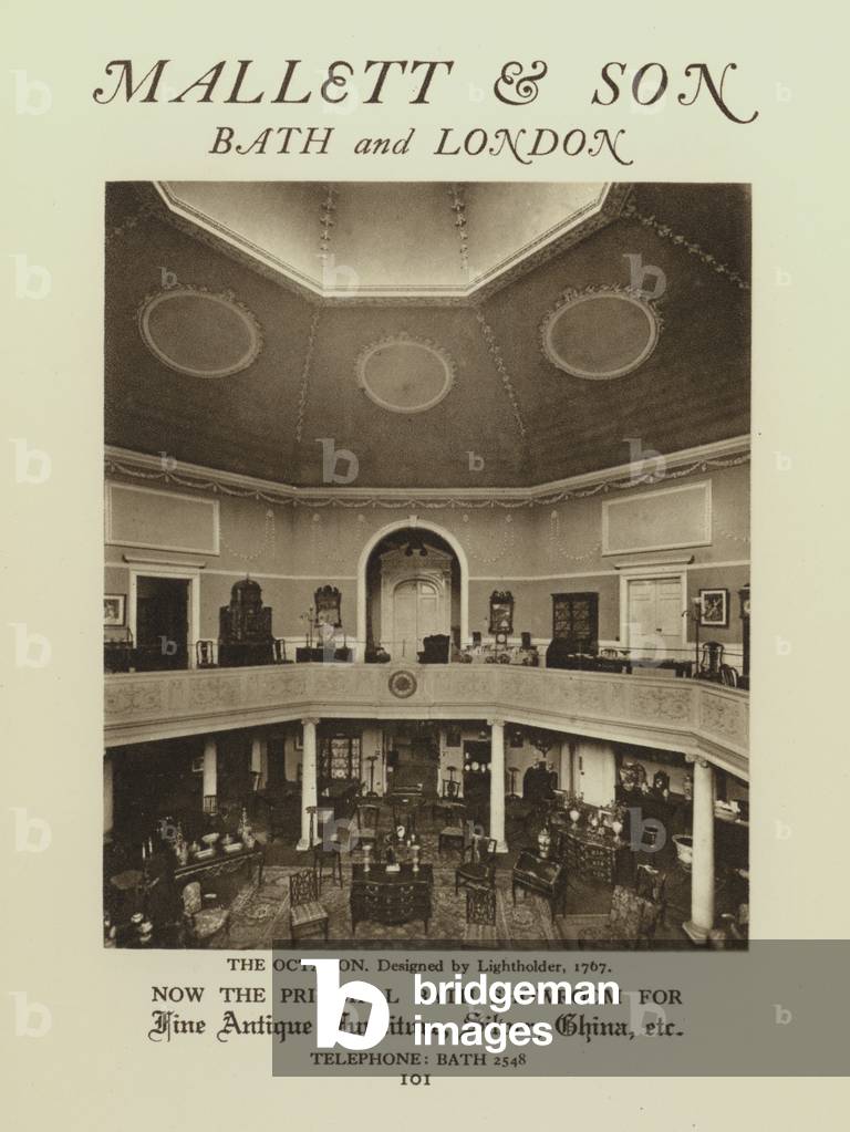 Showroom of Mallett & Son, antique dealers, The Octagon, Bath, Somerset (b/w photo)