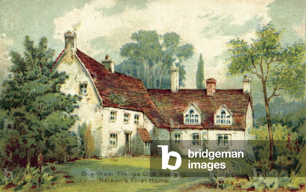Burnham Thorpe, Old Rectory, Nelson's first home (colour litho)