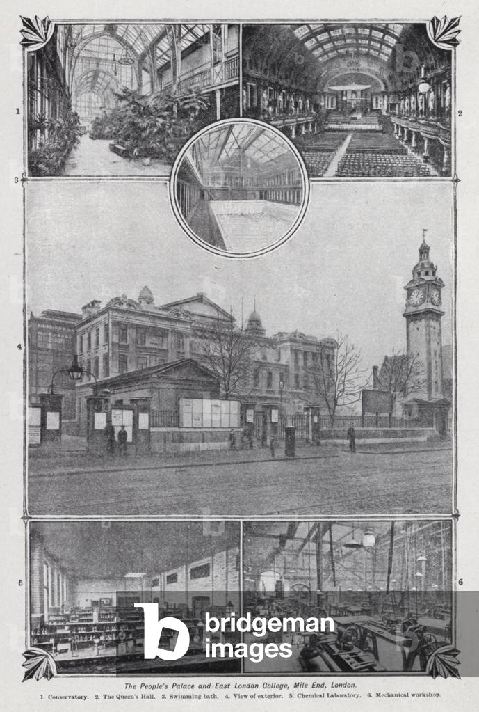 The People's Palace and East London College, Mile End, London (b/w photo)