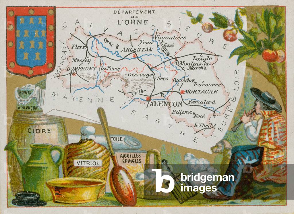 Department of Orne in northwest France (chromolitho)