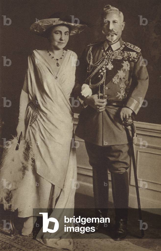 Marriage of the former Kaiser Wilhelm II of Germany and Princess Hermine von Schonaich-Carolath, Doorn, Netherlands, 1922 (b/w photo)