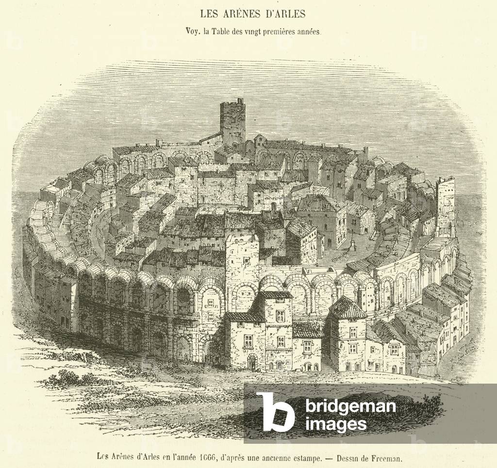 Les Arenes d'Arles en l'annee 1666 (engraving)