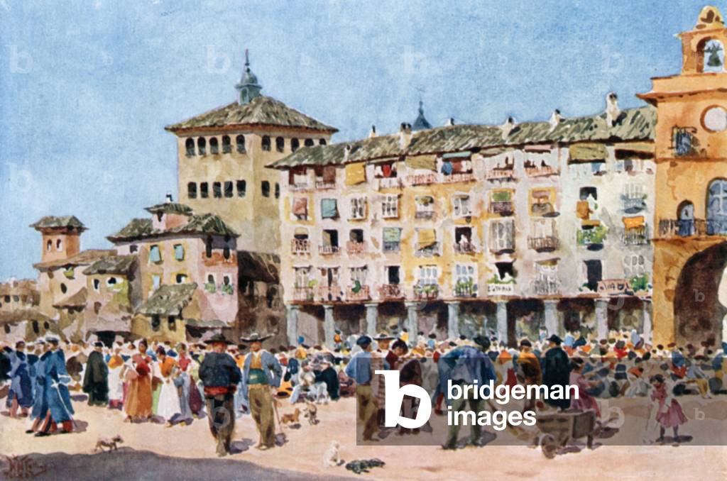 Toledo, the Zocodover (colour litho)