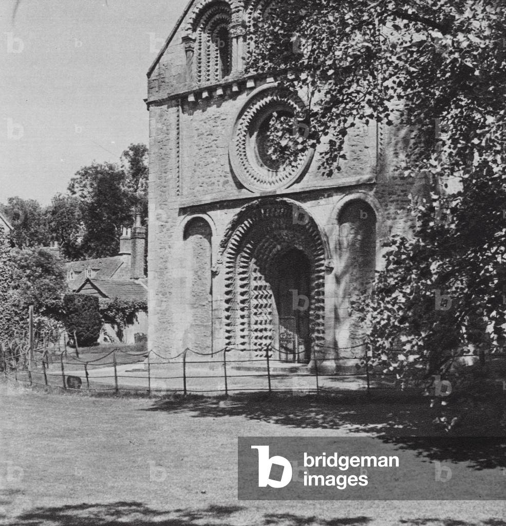 Oxford: Norman Front, Iffley Church (b/w photo)