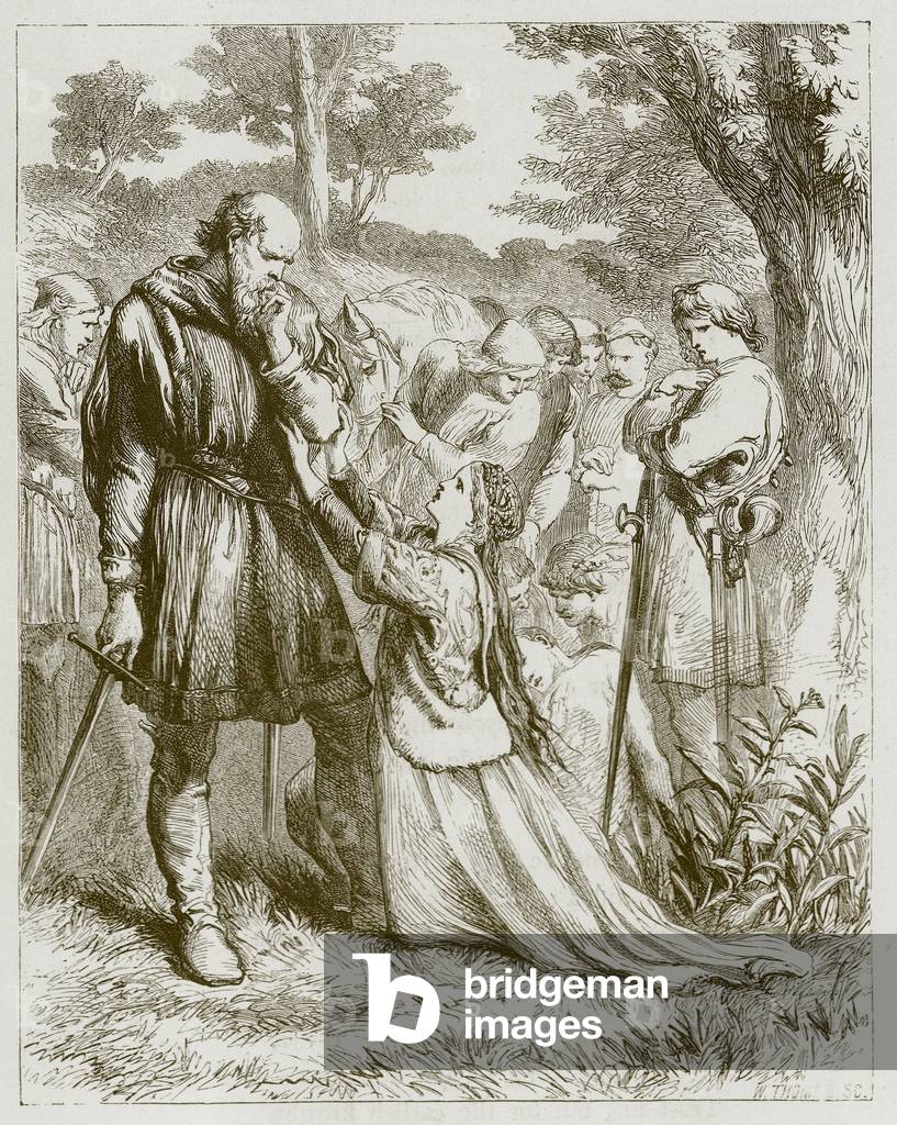 The Baron stroking his dark brown cheek (engraving)