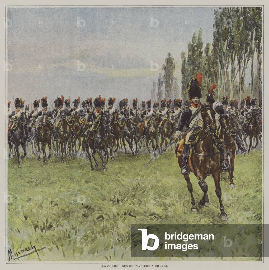 The charge of the Horse Grenadiers (colour litho)