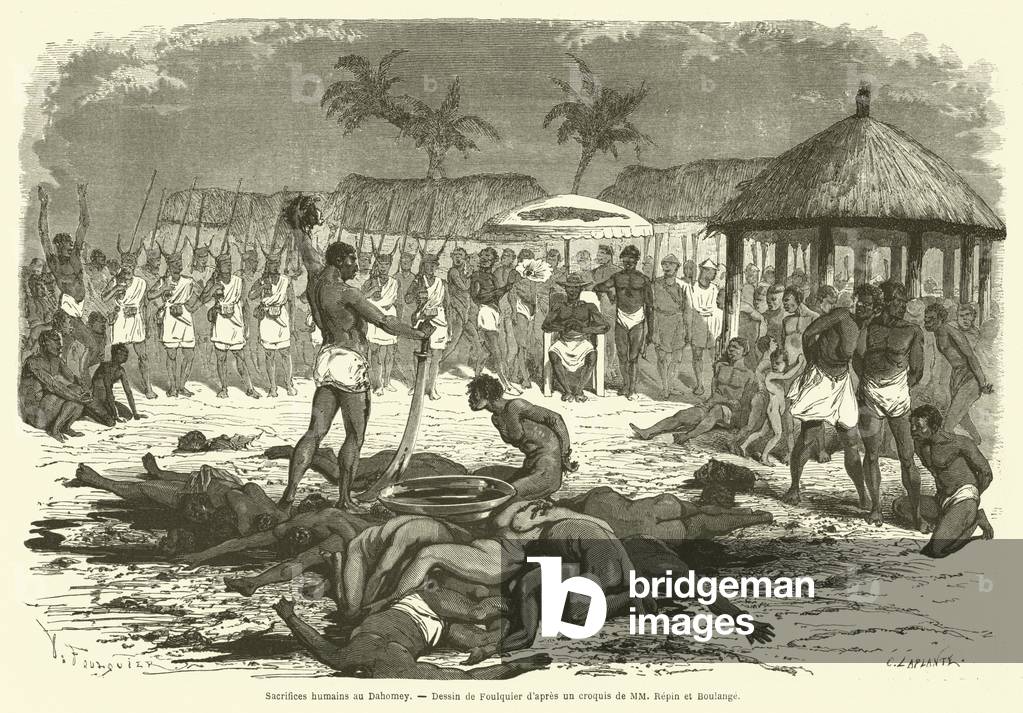 Sacrifices humains au Dahomey (engraving)