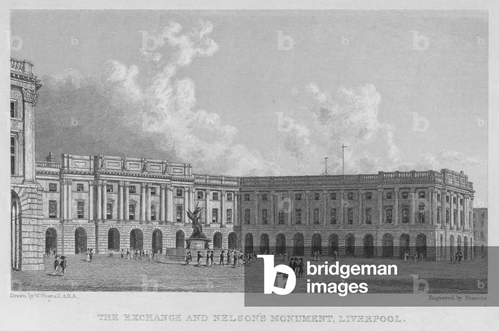 The Exchange and Nelson's Monument, Liverpool (engraving)