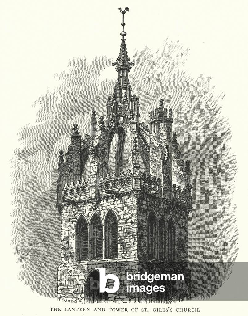 The Lantern and Tower of St Giles's Church (engraving)