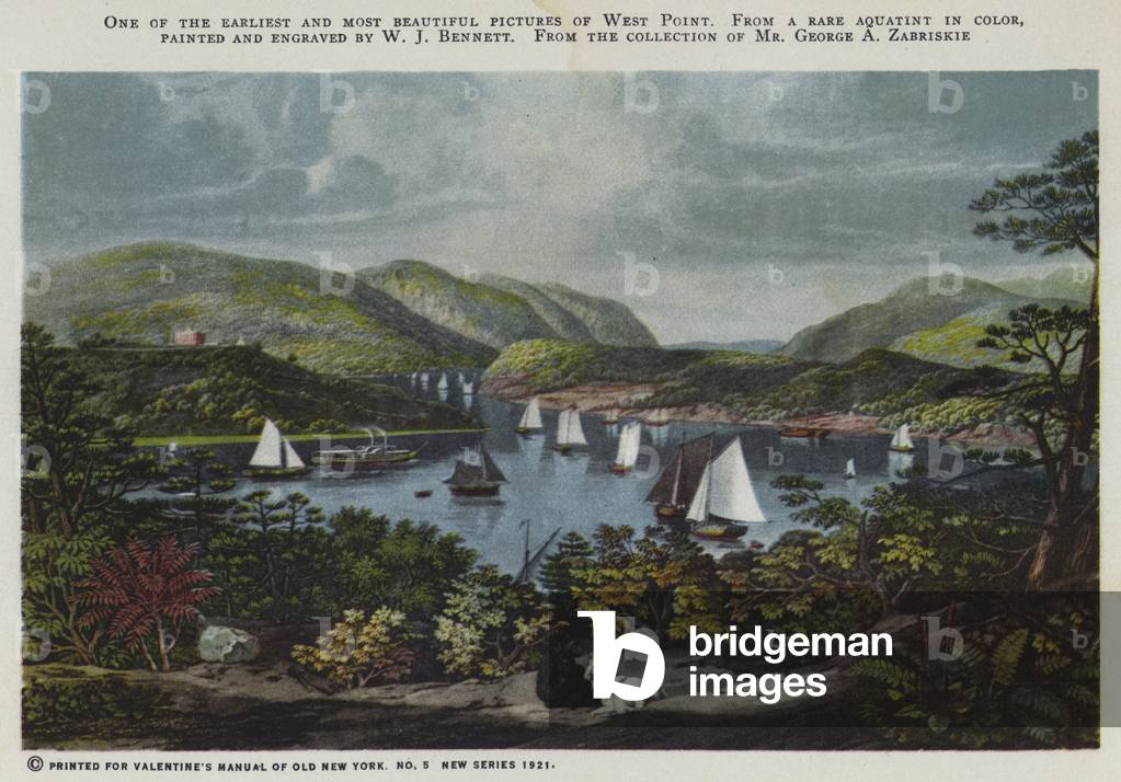 One of the earliest and most beautiful pictures of West Point (colour litho)