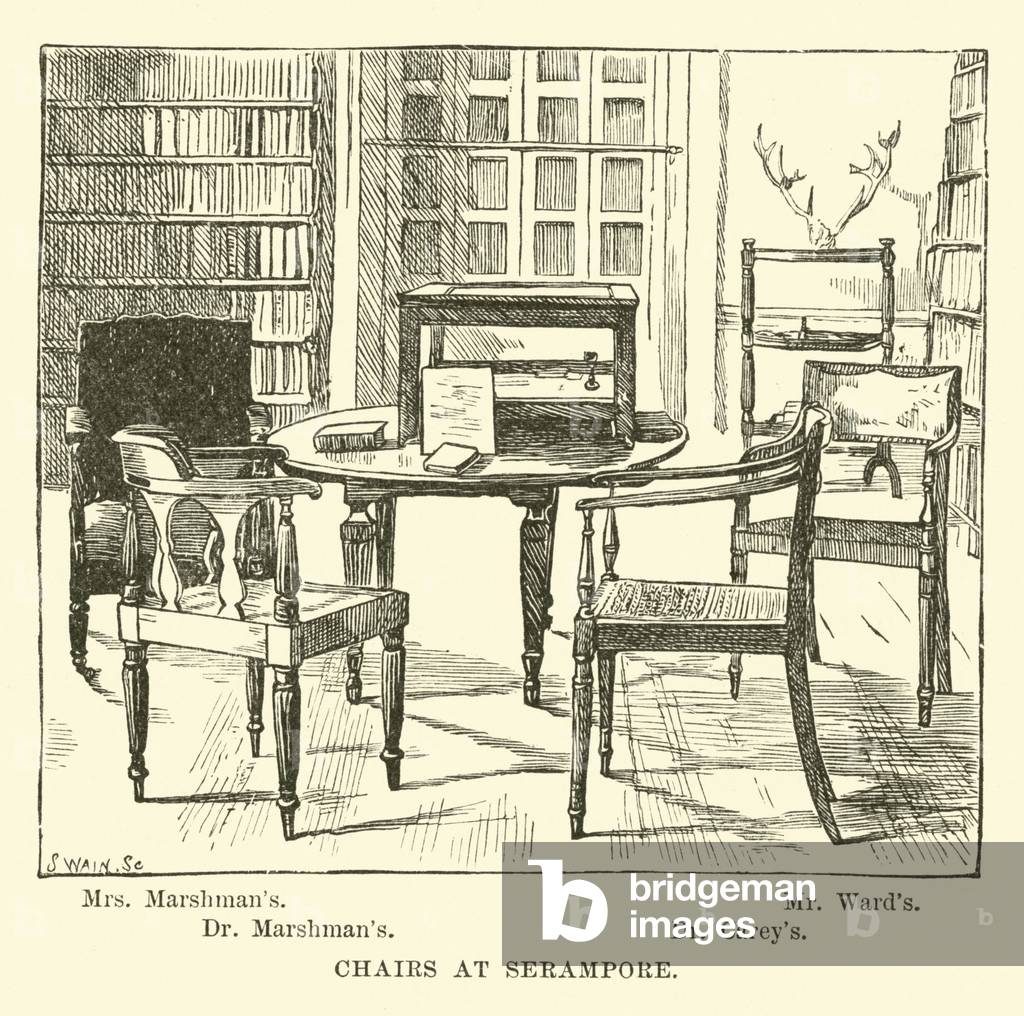 Chairs at Serampore (engraving)