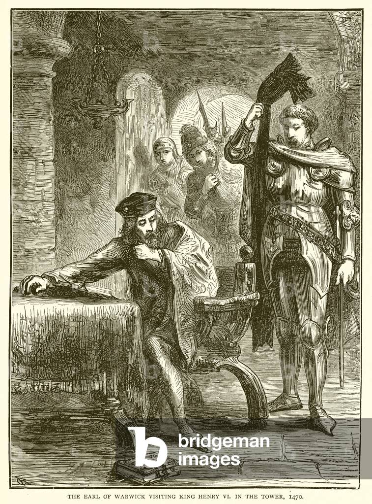 The Earl of Warwick visiting King Henry VI in the Tower, 1470 (engraving)