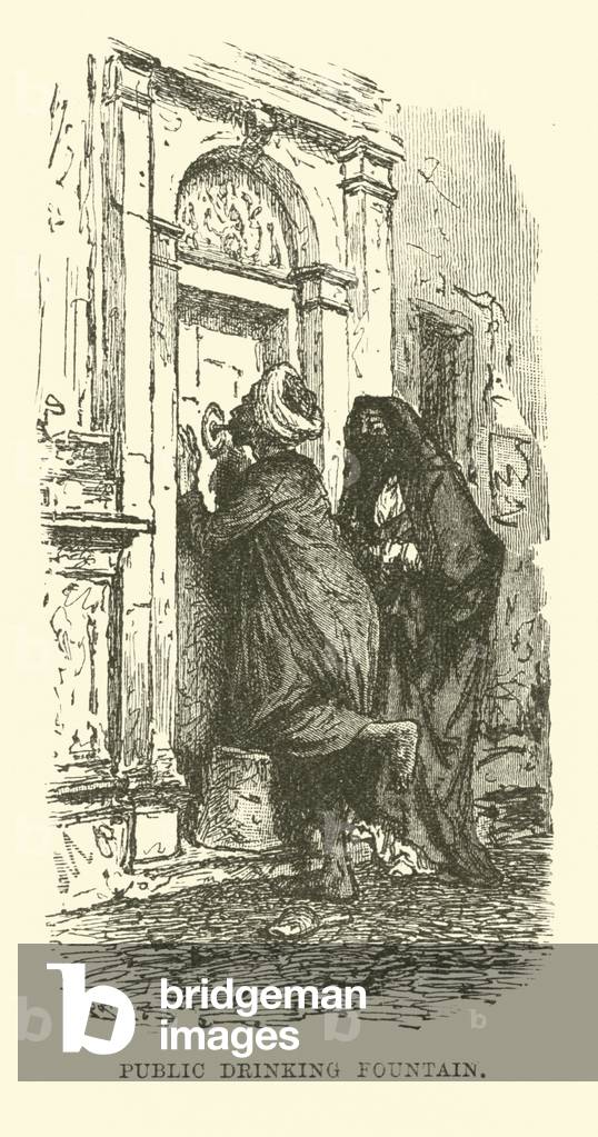 Public drinking fountain (engraving)