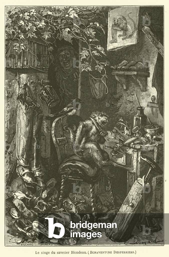 Le singe du savetier Blondeau, Bonaventure Desperriers (engraving)
