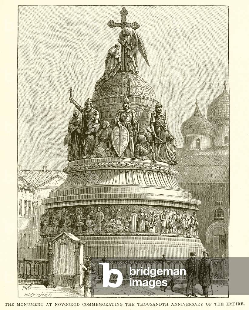 The Monument at Novgorod Commemorating the Thousandth Anniversary of the Empire, 1862 (engraving)