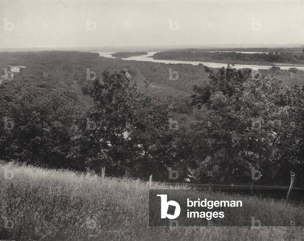 View of the Mississippi near Clinton, Iowa (b/w photo)