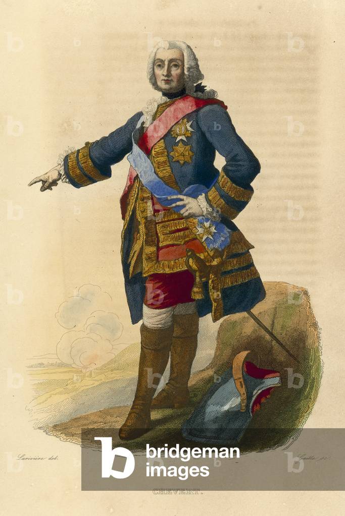 Francois de Chevert (coloured engraving)