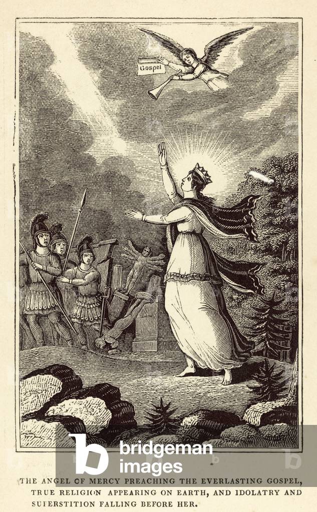 The Angel of Mercy preaching the Everlasting Gospel, True Religion appearing on Earth  (engraving)