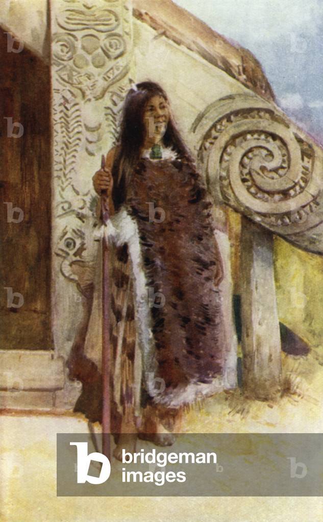 New Zealand: A Maori Chieftainess (colour litho)