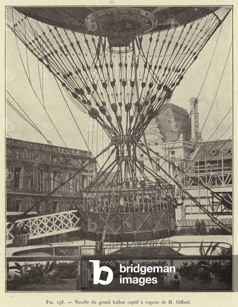 Nacelle du grand ballon captif a vapeur de H Giffard (engraving)