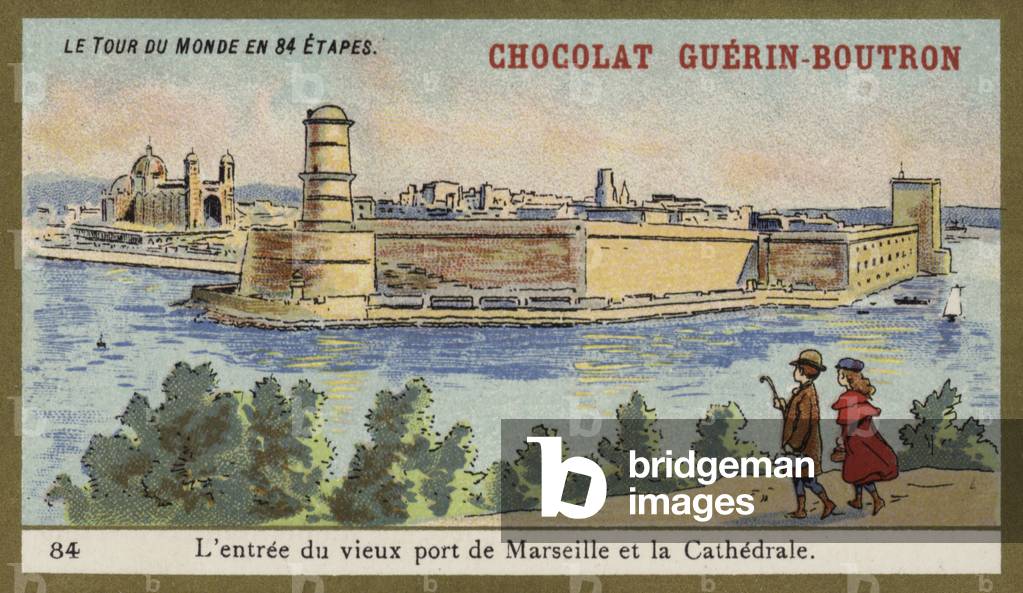 Entrance to the old port of Marseilles and the cathedral (chromolitho)