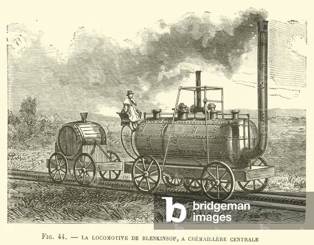 La Locomotive de Blenkinsop, a Cremaillere Centrale (engraving)